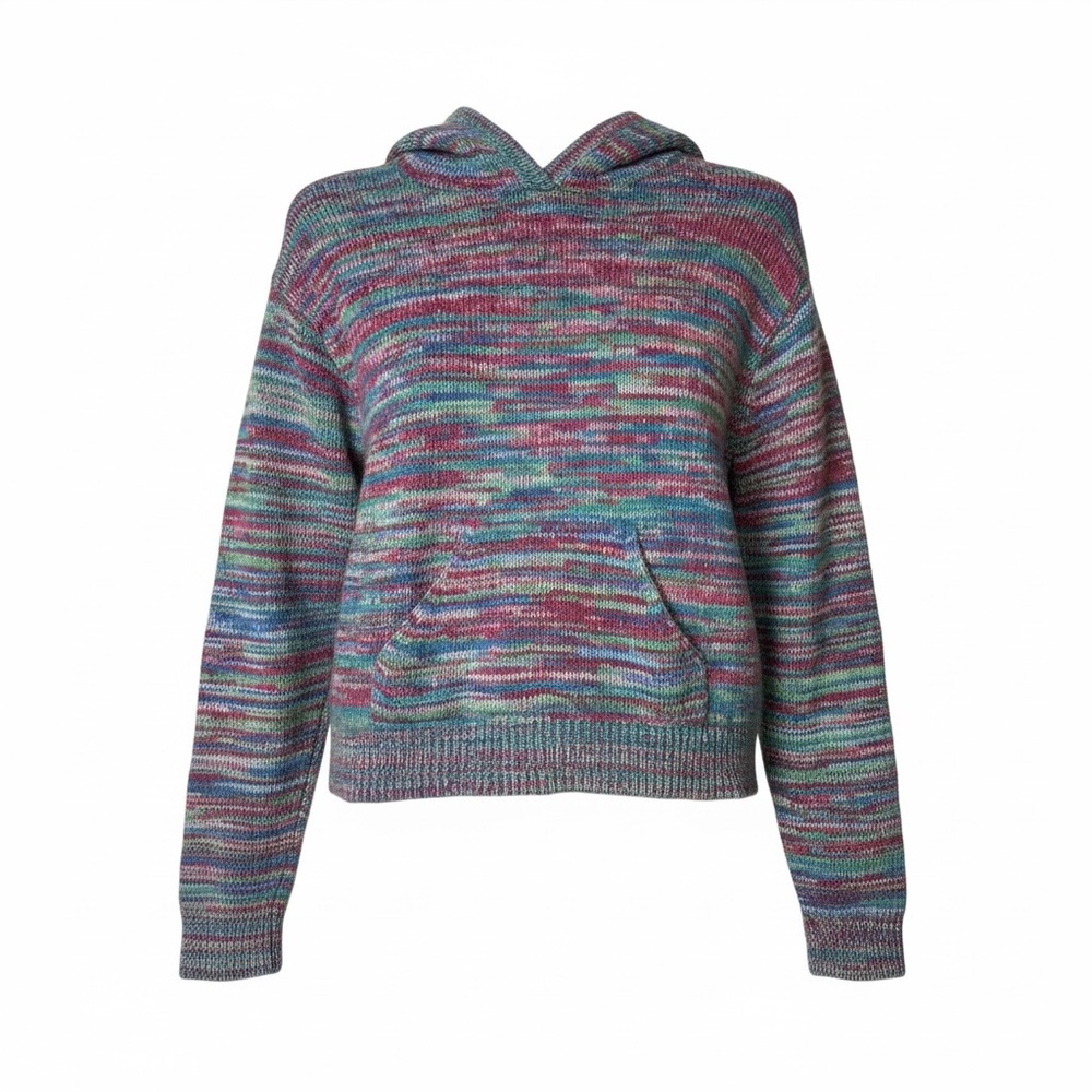 The Elder Statesman Spacedye Knit Hooded Sweater Cashmere Mohair Small